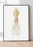 modern black framed vintage squid print wall art